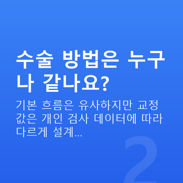 웨이브프론트라식수술방법 수술 방법은 누구나 같나요?