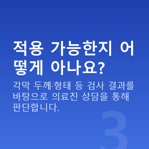 웨이브프론트라식수술방법 적용 가능한지 어떻게 아나요?