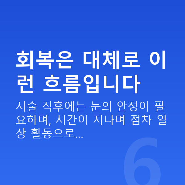 유수정체렌즈삽입술회복기간 회복은 대체로 이런 흐름입니다