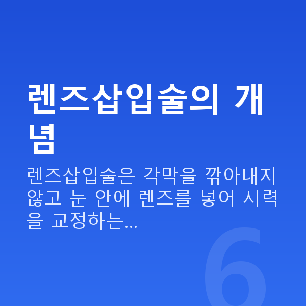 율현동렌즈삽입술 렌즈삽입술의 개념