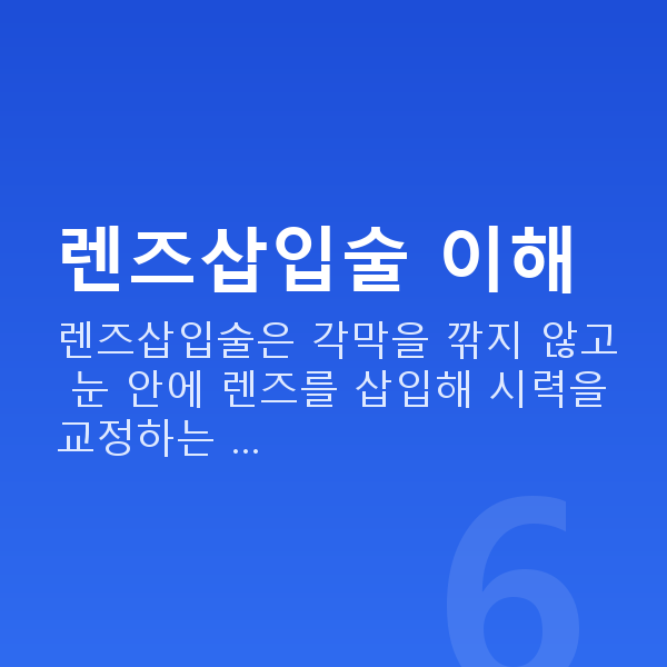 잠원동렌즈삽입술 렌즈삽입술 이해