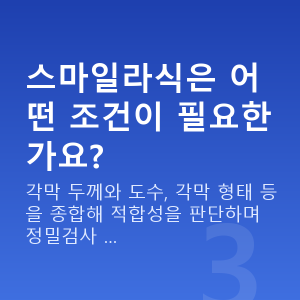 직장인스마일라식 스마일라식은 어떤 조건이 필요한가요?