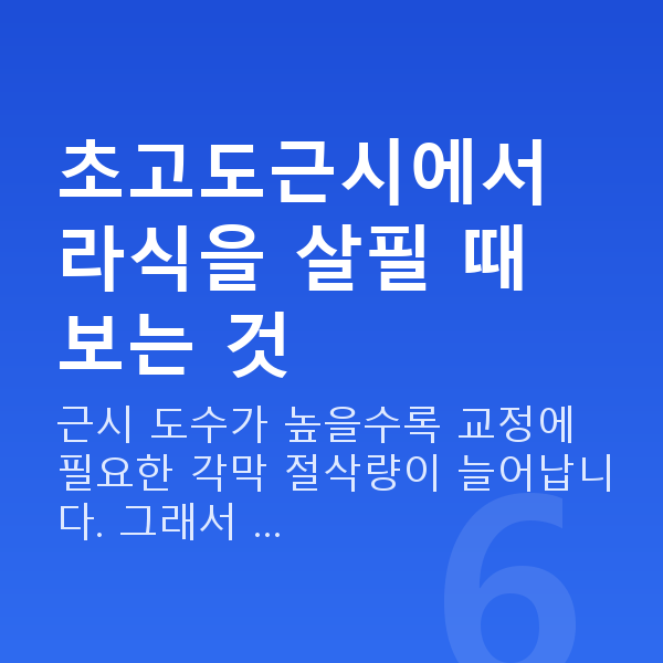 초고도근시라식 초고도근시에서 라식을 살필 때 보는 것