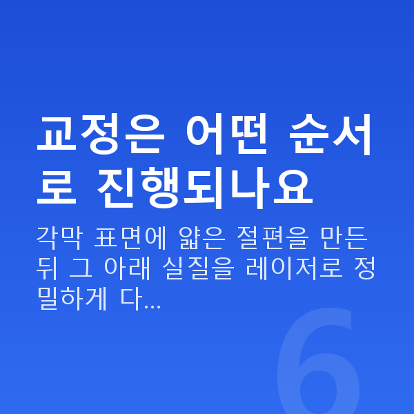프리미엄라식수술방법 교정은 어떤 순서로 진행되나요