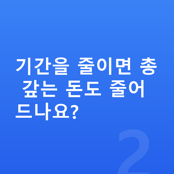 개인회생 기간단축 기간을 줄이면 총 갚는 돈도 줄어드나요?