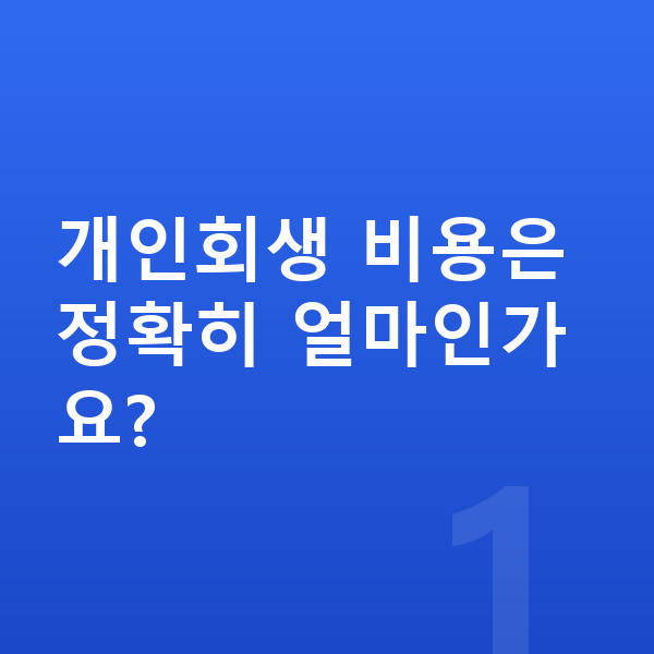 개인회생 비용 개인회생 비용은 정확히 얼마인가요?