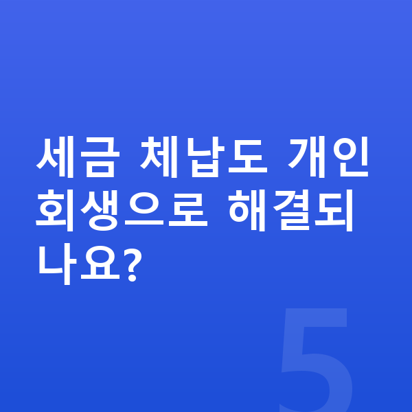 개인회생 신청자격 세금 체납도 개인회생으로 해결되나요?