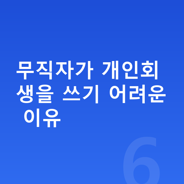 무직자 개인회생 무직자가 개인회생을 쓰기 어려운 이유