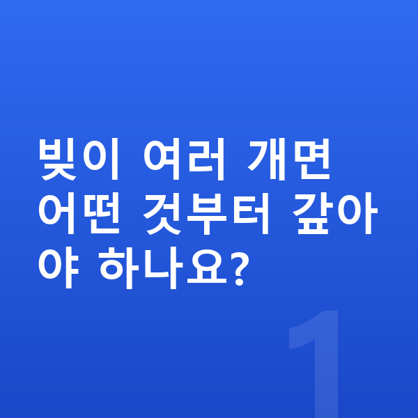 빚 갚는 방법 빚이 여러 개면 어떤 것부터 갚아야 하나요?