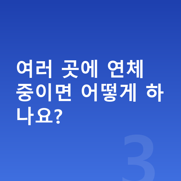 연체 해결 여러 곳에 연체 중이면 어떻게 하나요?