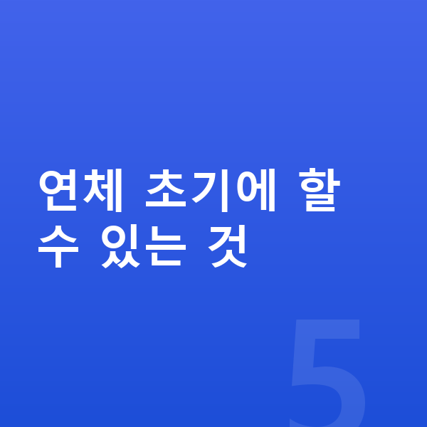 연체 해결 연체 초기에 할 수 있는 것