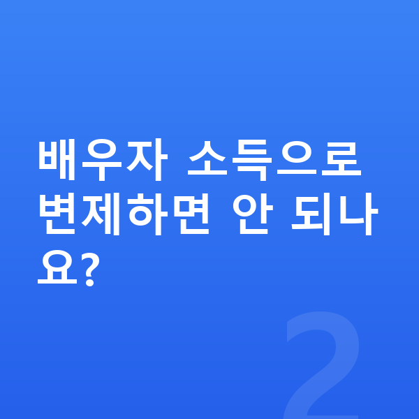 주부 개인회생 배우자 소득으로 변제하면 안 되나요?
