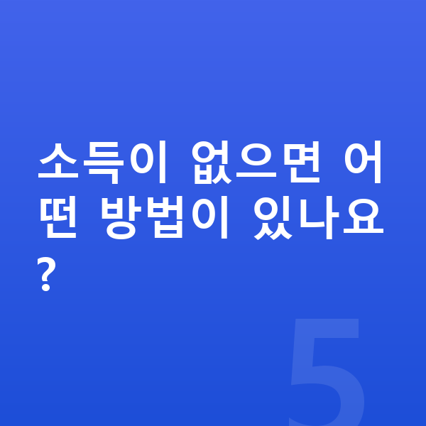 주부 개인회생 소득이 없으면 어떤 방법이 있나요?