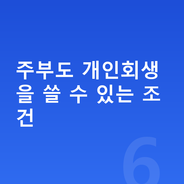 주부 개인회생 주부도 개인회생을 쓸 수 있는 조건