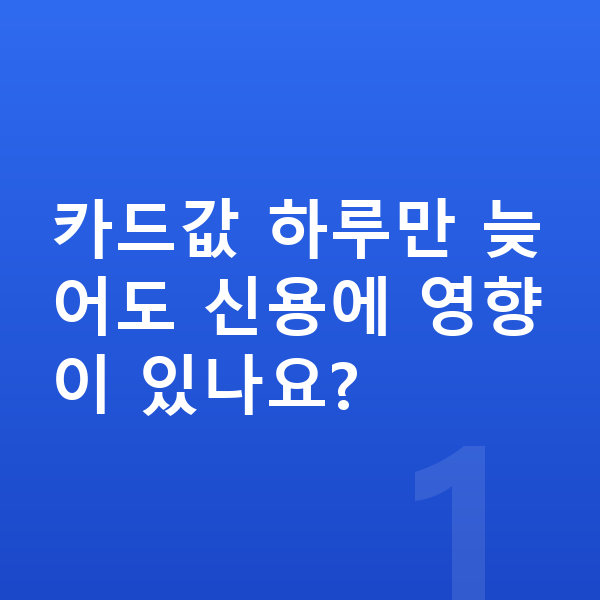 카드값 연체 카드값 하루만 늦어도 신용에 영향이 있나요?