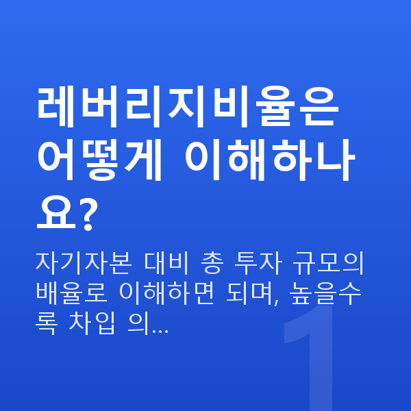 레버리지비율 레버리지비율은 어떻게 이해하나요?