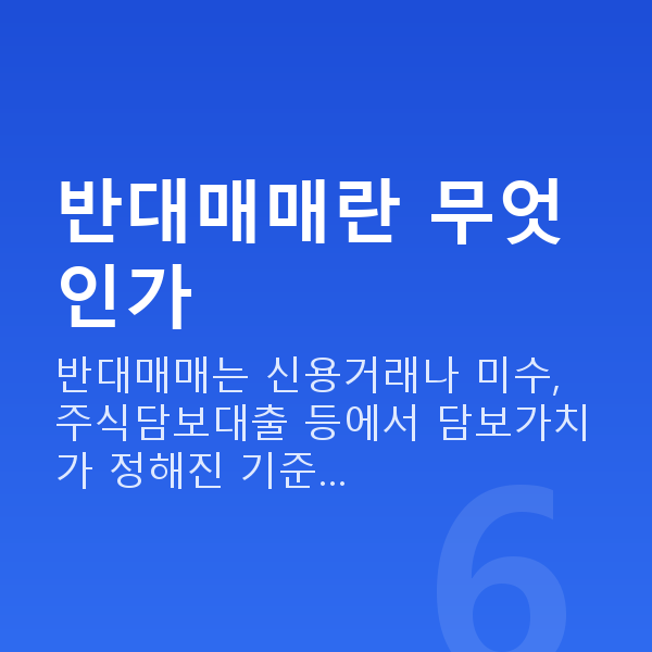 반대매매 반대매매란 무엇인가