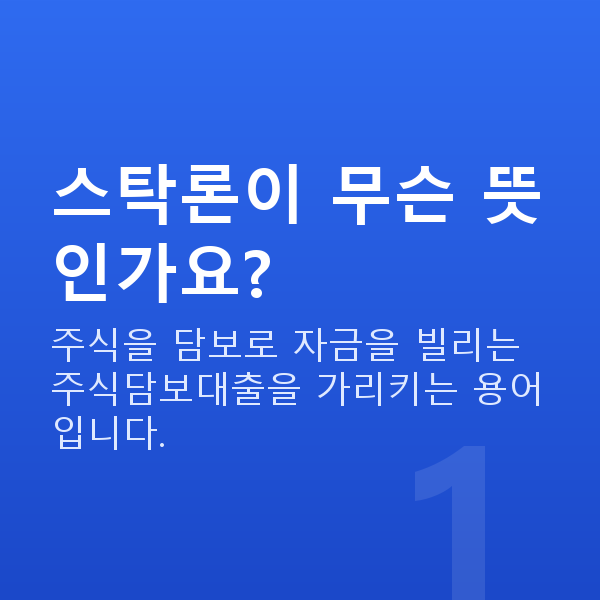 스탁론 스탁론이 무슨 뜻인가요?