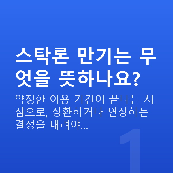 스탁론만기 스탁론 만기는 무엇을 뜻하나요?