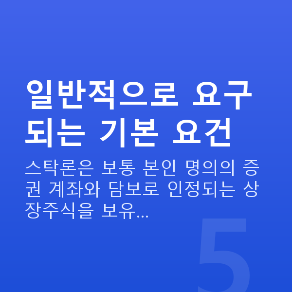 스탁론 자격 일반적으로 요구되는 기본 요건