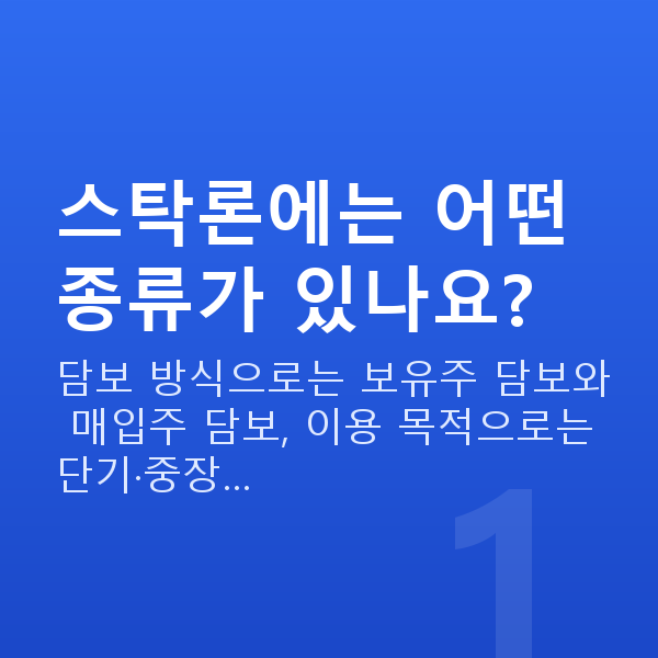 스탁론종류 스탁론에는 어떤 종류가 있나요?