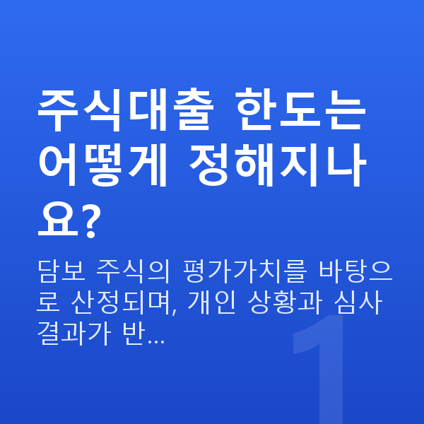 주식대출한도 주식대출 한도는 어떻게 정해지나요?