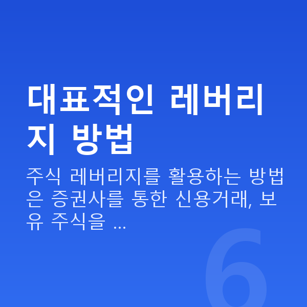 주식레버리지방법 대표적인 레버리지 방법