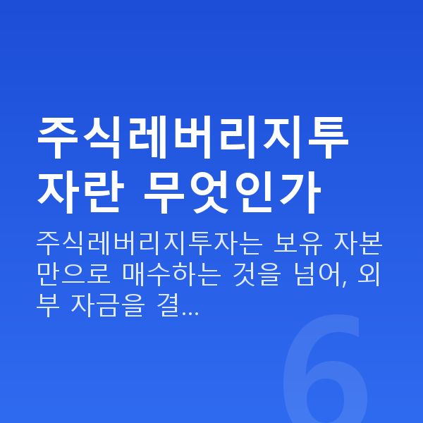 주식레버리지투자 주식레버리지투자란 무엇인가
