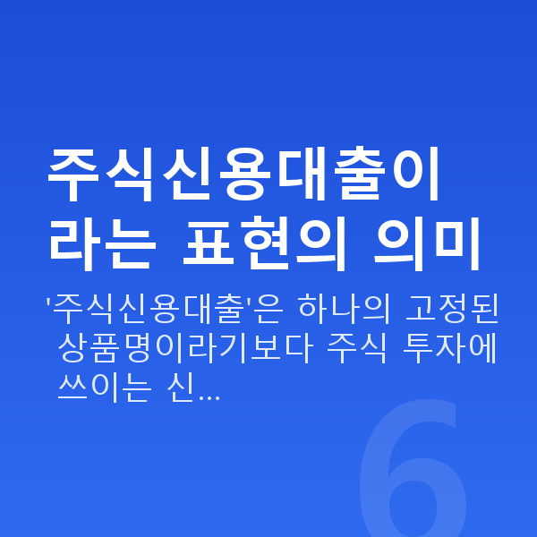 주식신용대출 주식신용대출이라는 표현의 의미
