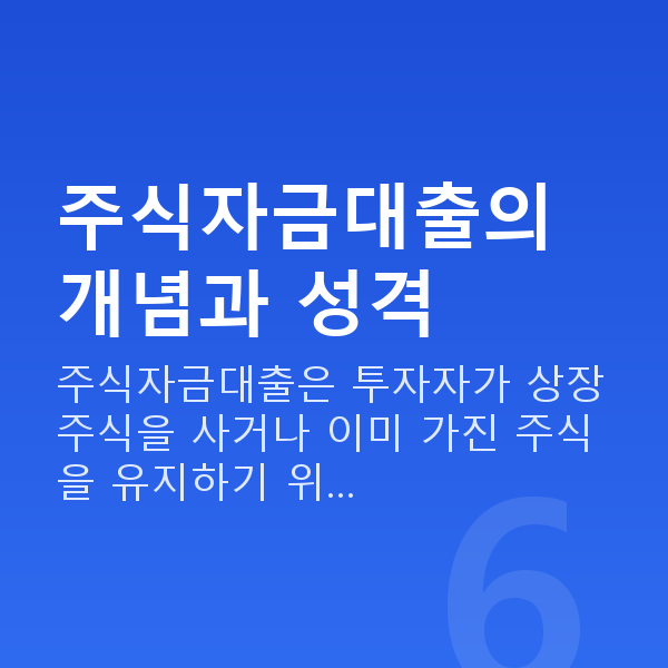 주식자금대출 주식자금대출의 개념과 성격