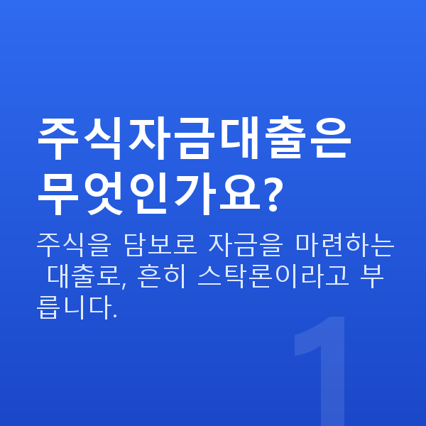 주식자금대출뜻 주식자금대출은 무엇인가요?