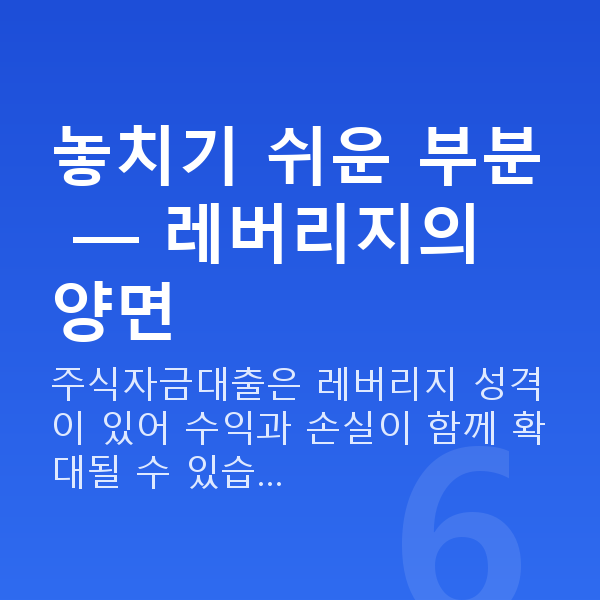 주식자금대출받는법 놓치기 쉬운 부분 — 레버리지의 양면