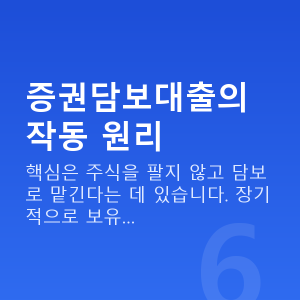 증권담보대출 증권담보대출의 작동 원리