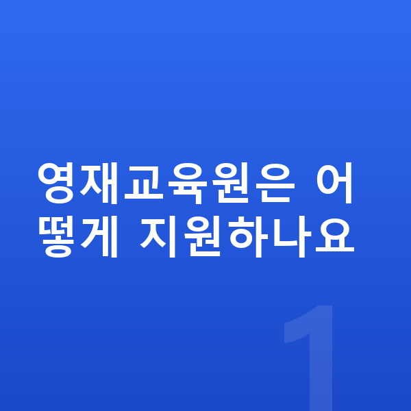 영재교육원 영재교육원은 어떻게 지원하나요