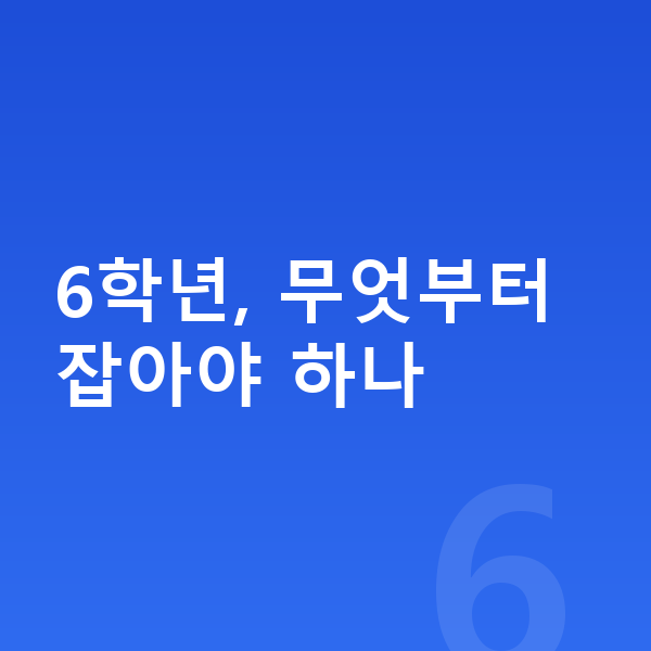 초등 6학년 공부법 6학년, 무엇부터 잡아야 하나
