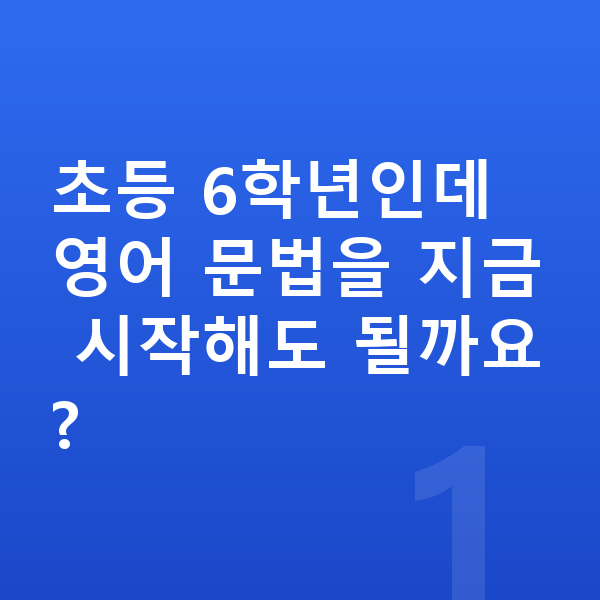 초등 6학년 영어 초등 6학년인데 영어 문법을 지금 시작해도 될까요?