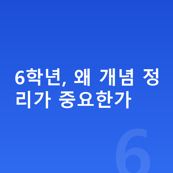 초등 6학년 인강 6학년, 왜 개념 정리가 중요한가