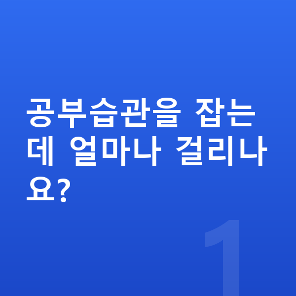 초등 공부습관 공부습관을 잡는 데 얼마나 걸리나요?