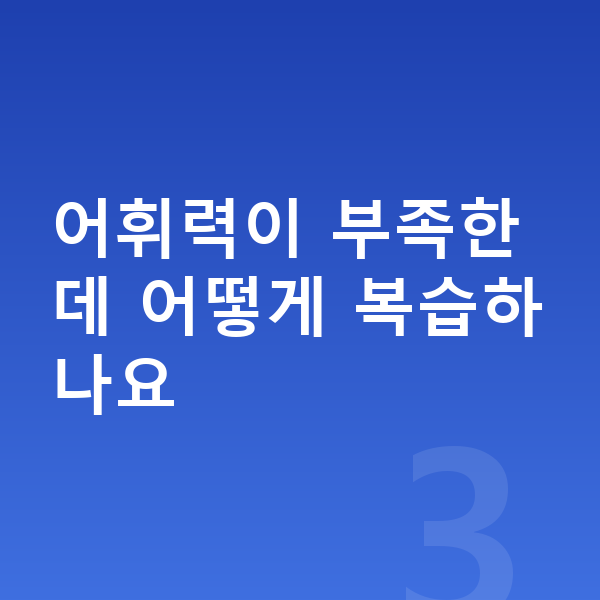 초등 국어 복습 어휘력이 부족한데 어떻게 복습하나요
