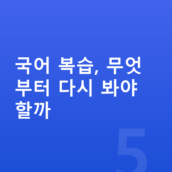 초등 국어 복습 국어 복습, 무엇부터 다시 봐야 할까