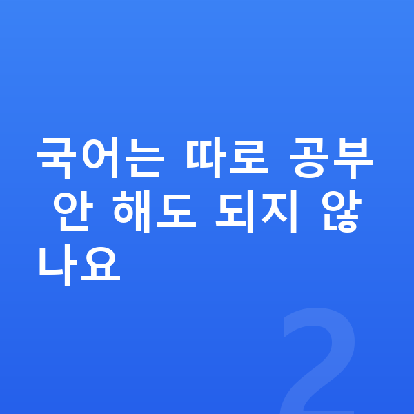 초등 국어 인강 국어는 따로 공부 안 해도 되지 않나요