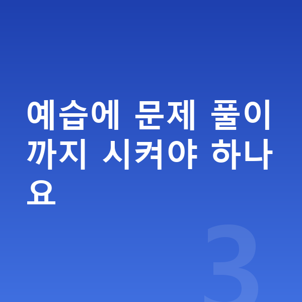 초등 수학 예습 예습에 문제 풀이까지 시켜야 하나요