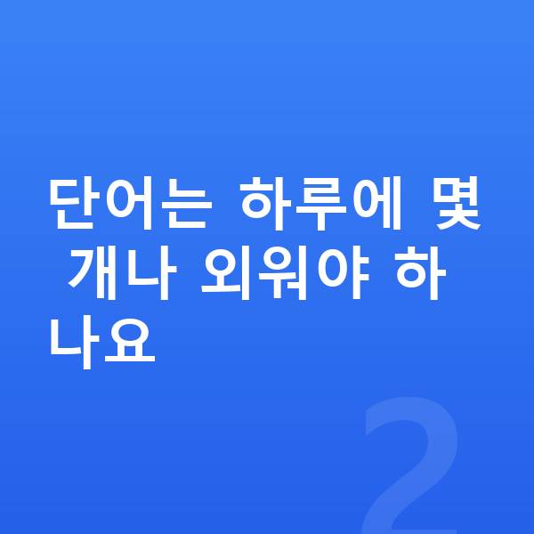 초등 영어 공부법 단어는 하루에 몇 개나 외워야 하나요