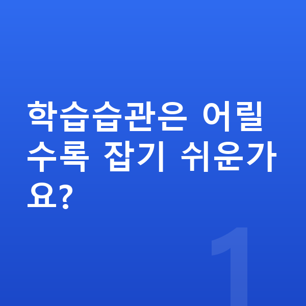 초등 학습습관 학습습관은 어릴수록 잡기 쉬운가요?