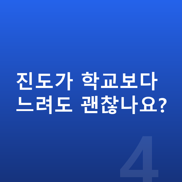 초등 홈스쿨링 진도가 학교보다 느려도 괜찮나요?