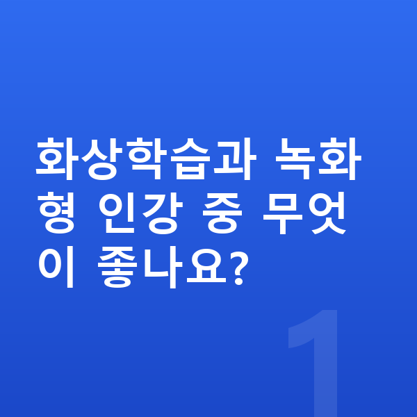 초등 화상학습 화상학습과 녹화형 인강 중 무엇이 좋나요?