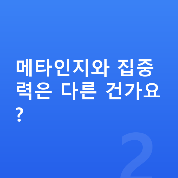 메타인지 메타인지와 집중력은 다른 건가요?