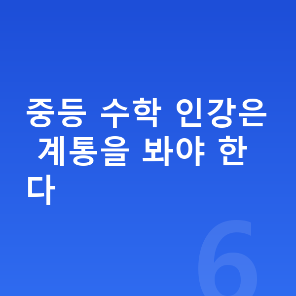 중등 수학 인강 중등 수학 인강은 계통을 봐야 한다