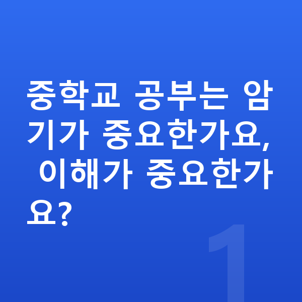중학교 공부법 중학교 공부는 암기가 중요한가요, 이해가 중요한가요?