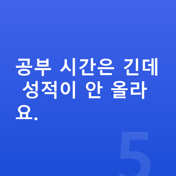 중학교 공부법 공부 시간은 긴데 성적이 안 올라요.